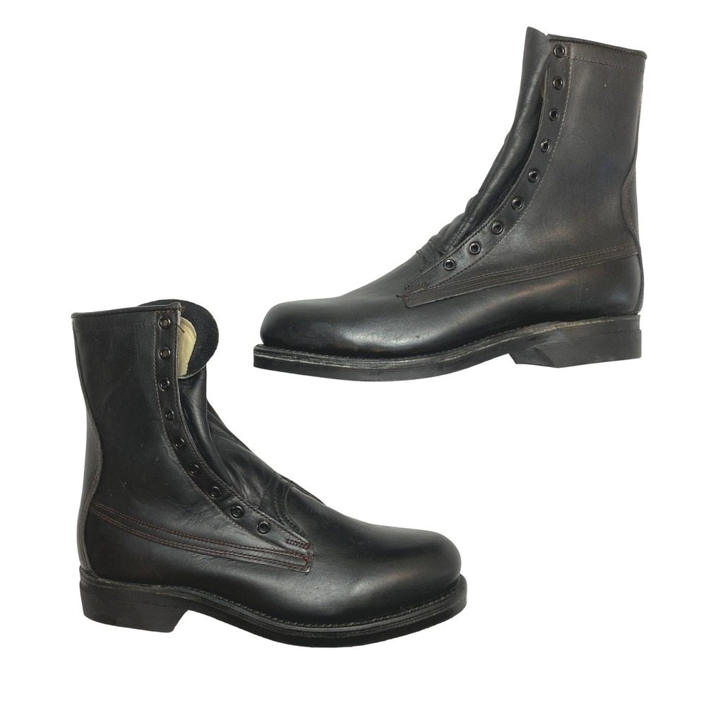 Addison Shoe Company Combat Boots 8 C Black Leather 1977 US MilitaryVintage